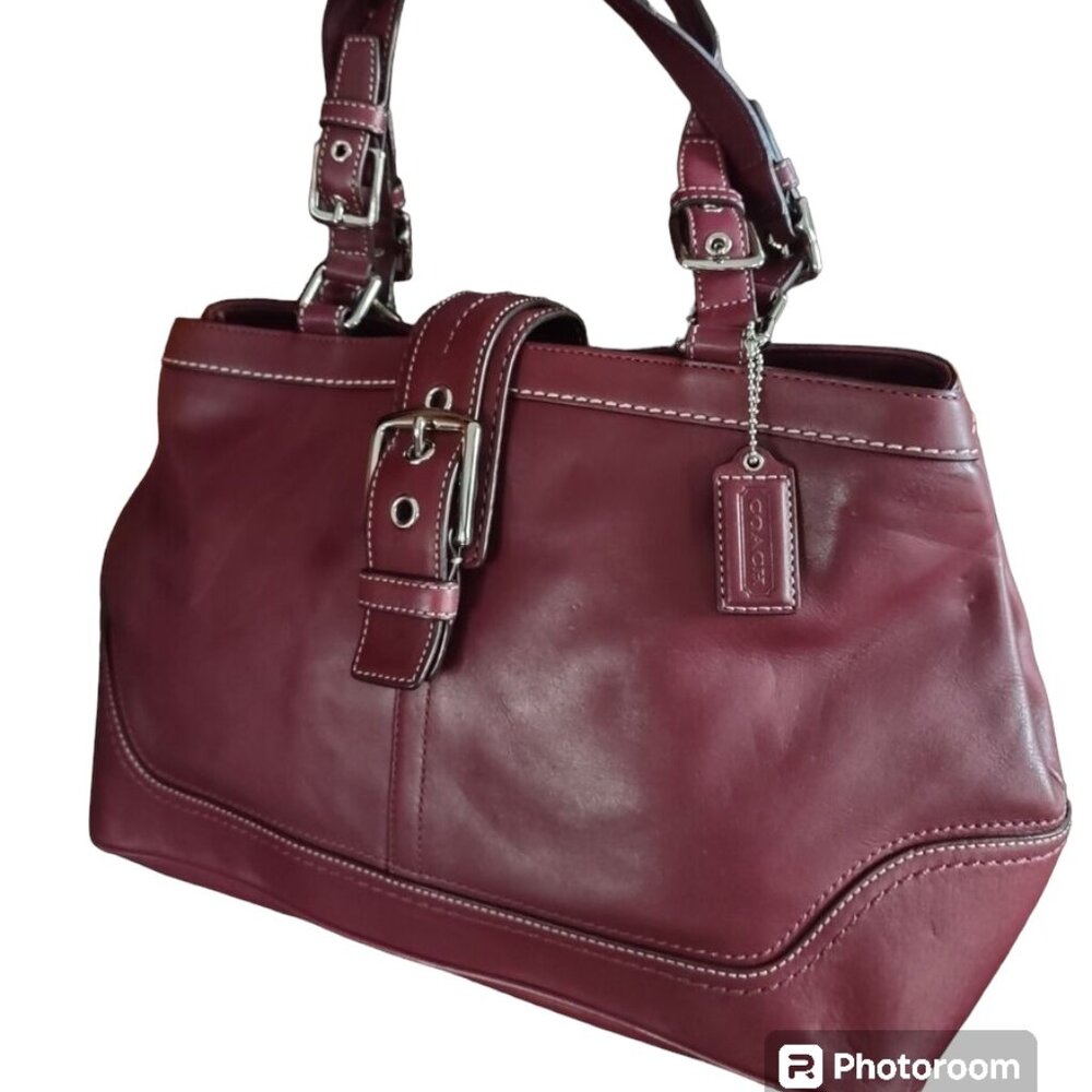 Coach Hampton Bordeaux Garnet Handbag EUC 15 x 8.5 x 6